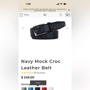 Roger Ximenez Navy Leather Belt